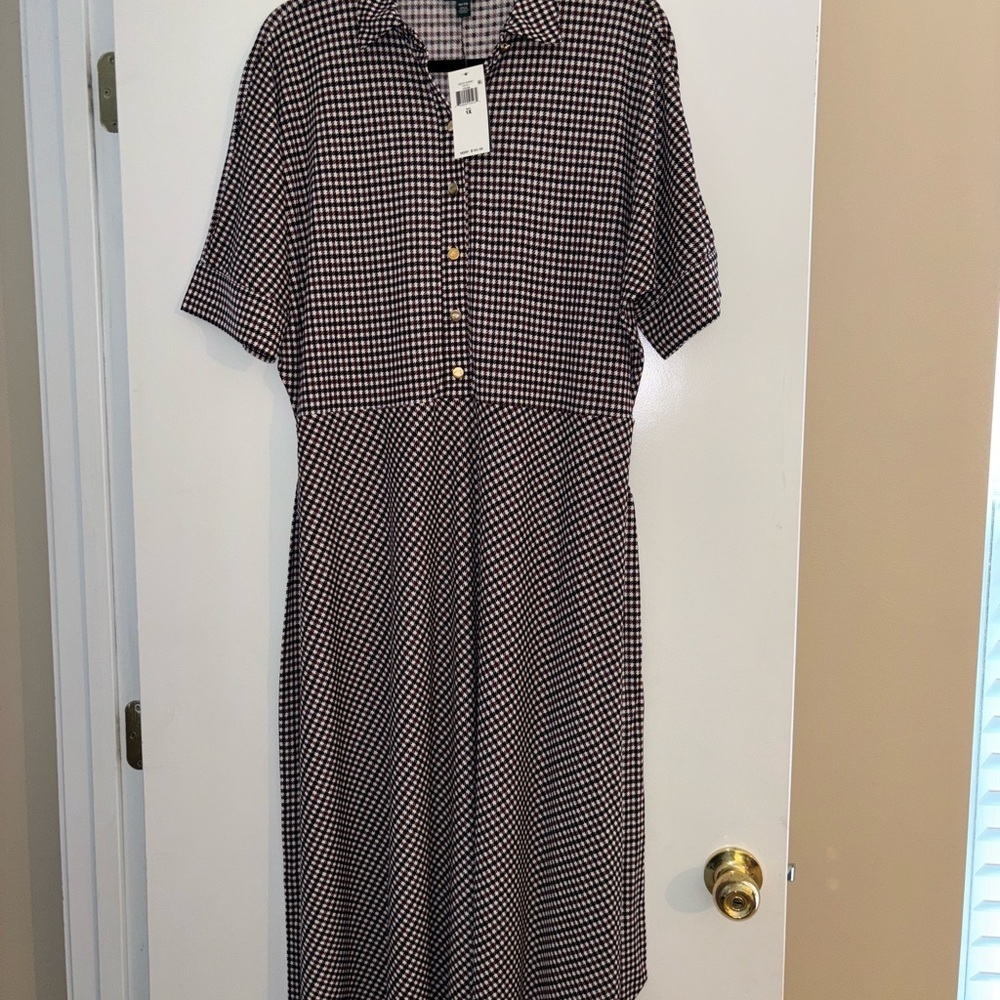 NWT Ralph Lauren Chic Gingham Dress with Gold Buttons and Belt